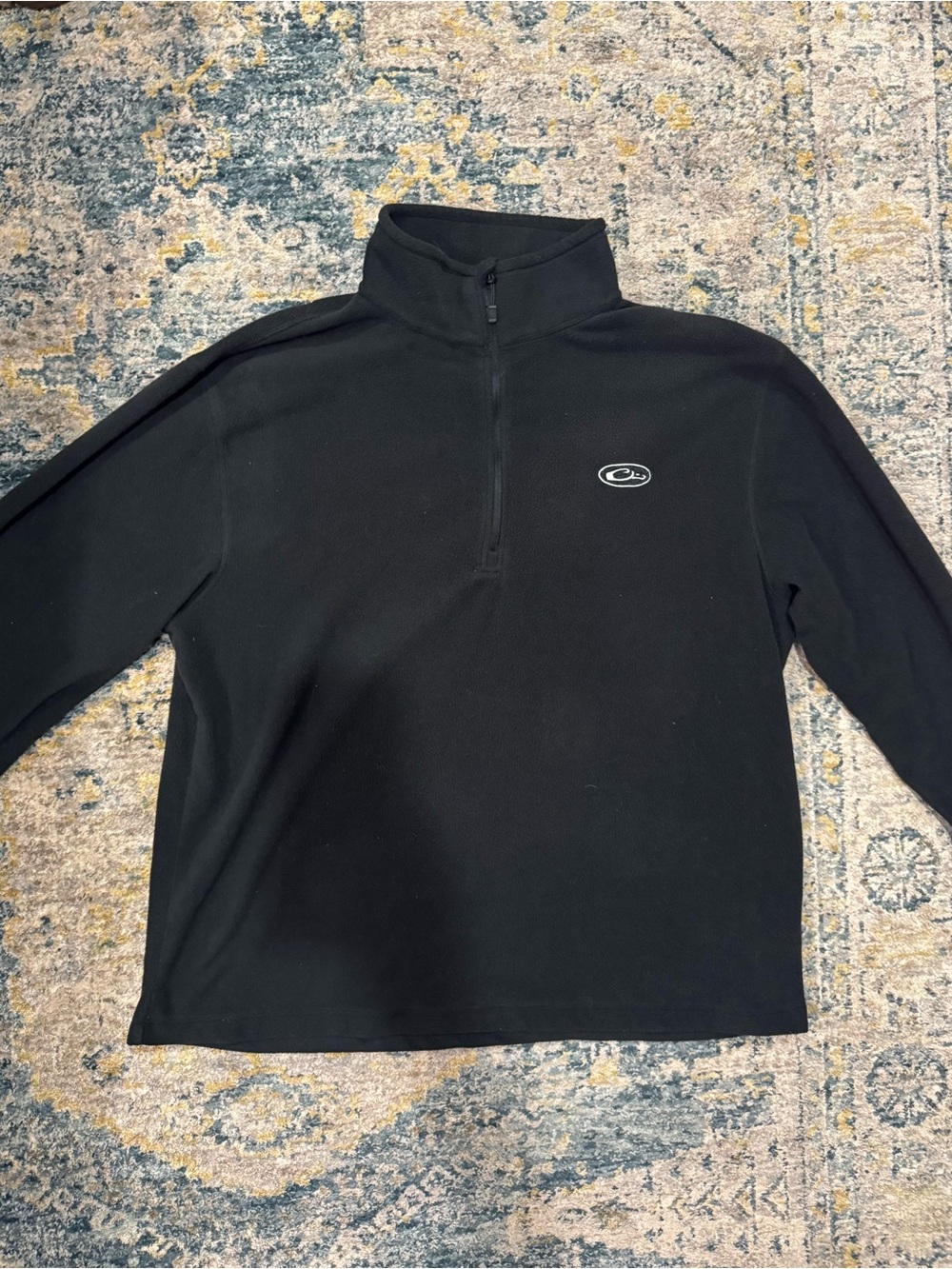 Drake Black Quarter-Zip Pullover with Subtle Chest Emblem